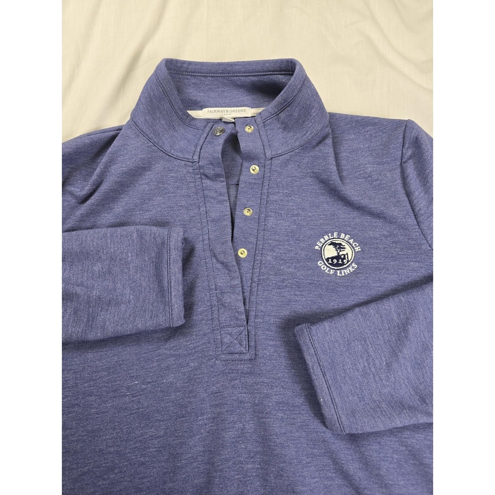 Fairway & Greene Pullover Womens Large Blue Mock Neck Pebble Beach Golf
